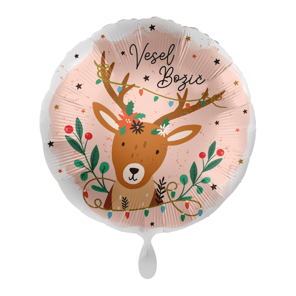 1 Balloon - Holly Jolly Reindeer - SLV