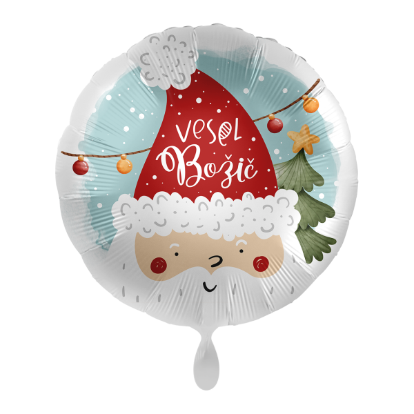 1 Balloon - Cute Santa Head - SLV