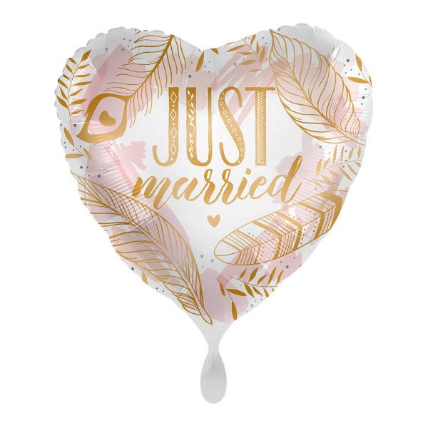 1 Ballon - Just Married Boho Feathers