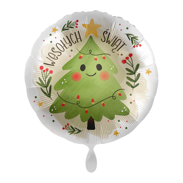 1 Balloon - Happy Christmas Tree - POL