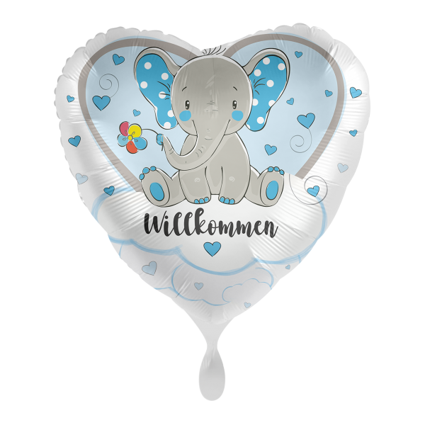 1 Ballon - Elefant Willkommen Hellblau