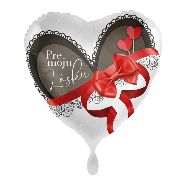 1 Balloon - Red Hearts &amp; Ribbons - SLO