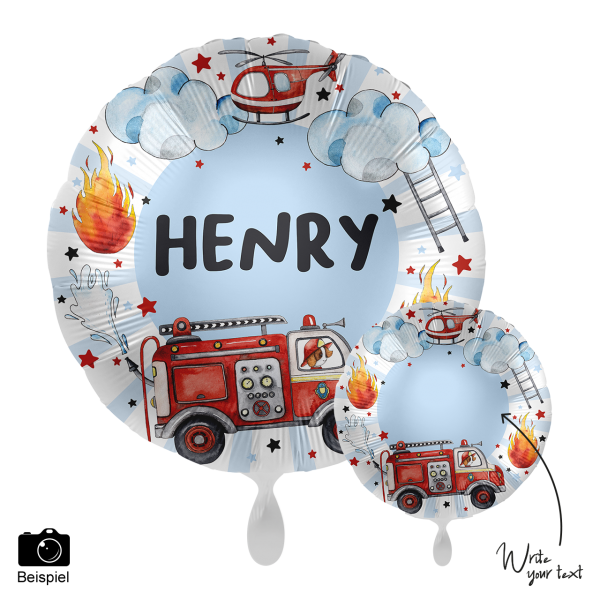 1 Ballon - Personalize IT - Happy Fire Engine