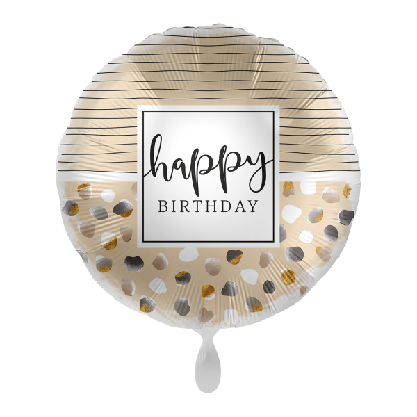 1 Balloon - Birthday Natural Dots &amp; Stripes - ENG